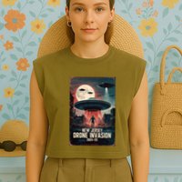 Drones New Jersey Ufo Uap Alien Invasion Garment-Dyed Women's Muscle Tee