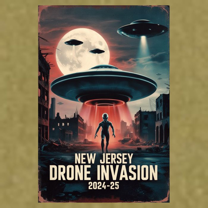 Drones New Jersey Ufo Uap Alien Invasion Garment-Dyed Women's Muscle Tee
