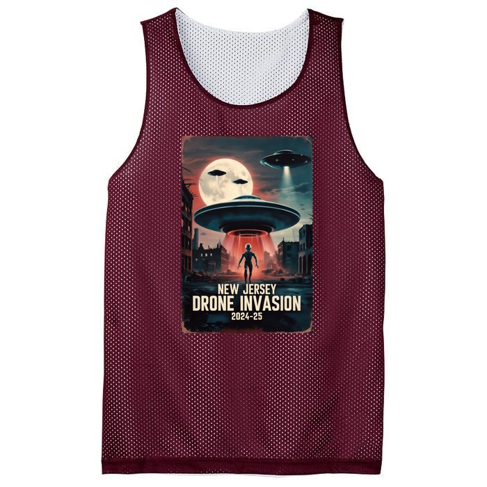 Drones New Jersey Ufo Uap Alien Invasion Mesh Reversible Basketball Jersey Tank