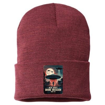 Drones New Jersey Ufo Uap Alien Invasion Sustainable Knit Beanie