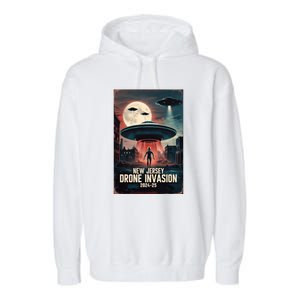 Drones New Jersey Ufo Uap Alien Invasion Garment-Dyed Fleece Hoodie