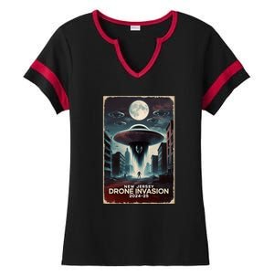 Drones New Jersey Ufo Uap Alien Invasion Ladies Halftime Notch Neck Tee