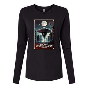 Drones New Jersey Ufo Uap Alien Invasion Womens Cotton Relaxed Long Sleeve T-Shirt