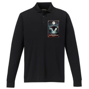 Drones New Jersey Ufo Uap Alien Invasion Performance Long Sleeve Polo