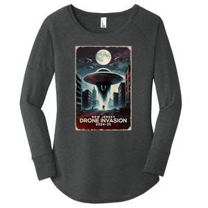 Drones New Jersey Ufo Uap Alien Invasion Women's Perfect Tri Tunic Long Sleeve Shirt