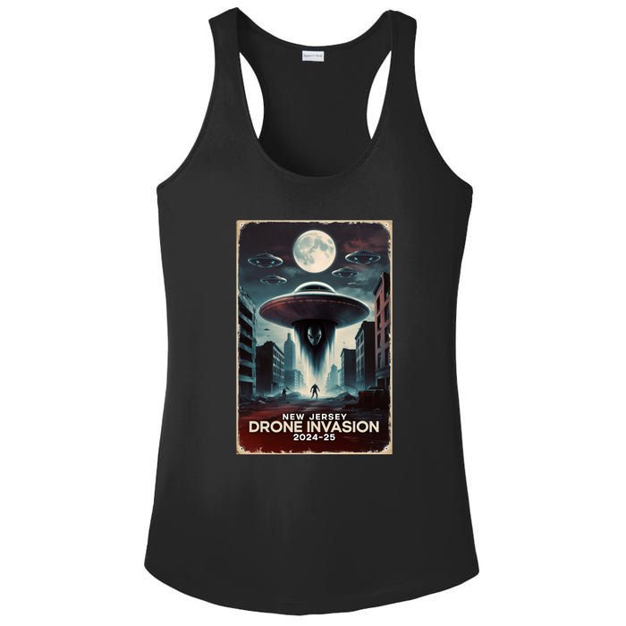 Drones New Jersey Ufo Uap Alien Invasion Ladies PosiCharge Competitor Racerback Tank