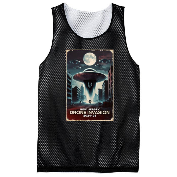 Drones New Jersey Ufo Uap Alien Invasion Mesh Reversible Basketball Jersey Tank