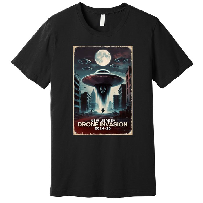 Drones New Jersey Ufo Uap Alien Invasion Premium T-Shirt