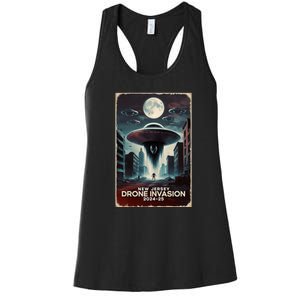 Drones New Jersey Ufo Uap Alien Invasion Women's Racerback Tank