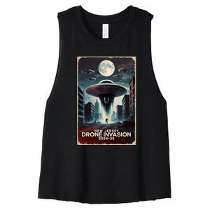 Drones New Jersey Ufo Uap Alien Invasion Women's Racerback Cropped Tank