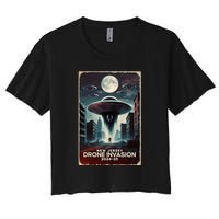 Drones New Jersey Ufo Uap Alien Invasion Women's Crop Top Tee