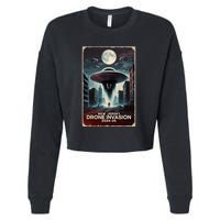 Drones New Jersey Ufo Uap Alien Invasion Cropped Pullover Crew