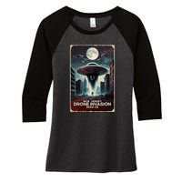 Drones New Jersey Ufo Uap Alien Invasion Women's Tri-Blend 3/4-Sleeve Raglan Shirt