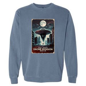 Drones New Jersey Ufo Uap Alien Invasion Garment-Dyed Sweatshirt