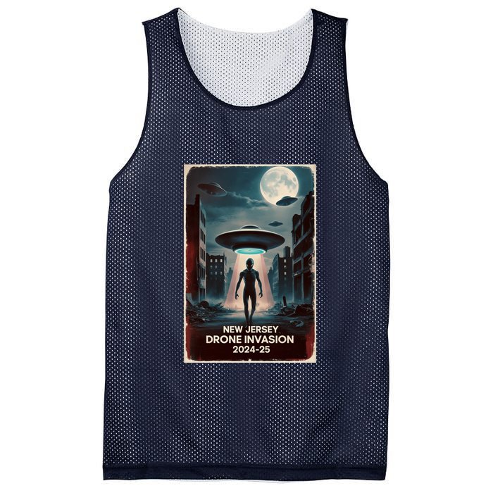 Drones New Jersey Ufo Uap Alien Invasion Mesh Reversible Basketball Jersey Tank