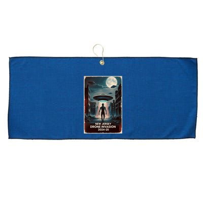 Drones New Jersey Ufo Uap Alien Invasion Large Microfiber Waffle Golf Towel