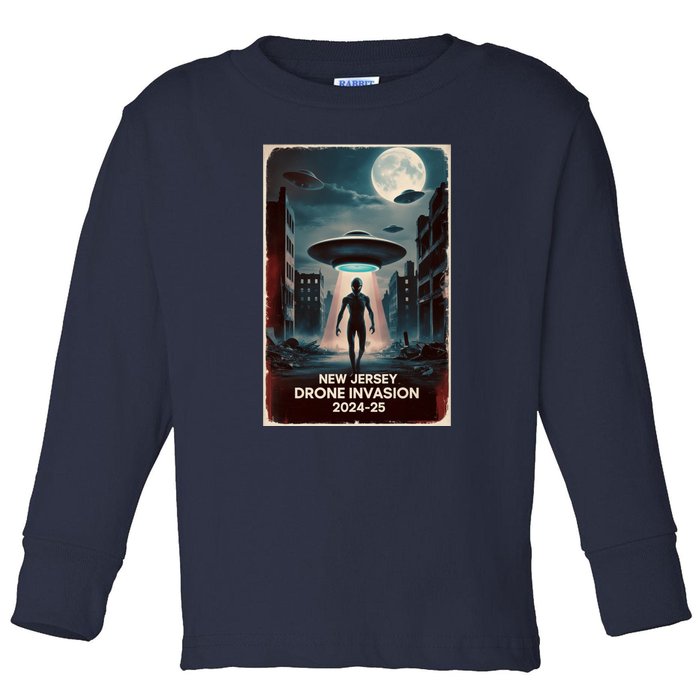 Drones New Jersey Ufo Uap Alien Invasion Toddler Long Sleeve Shirt