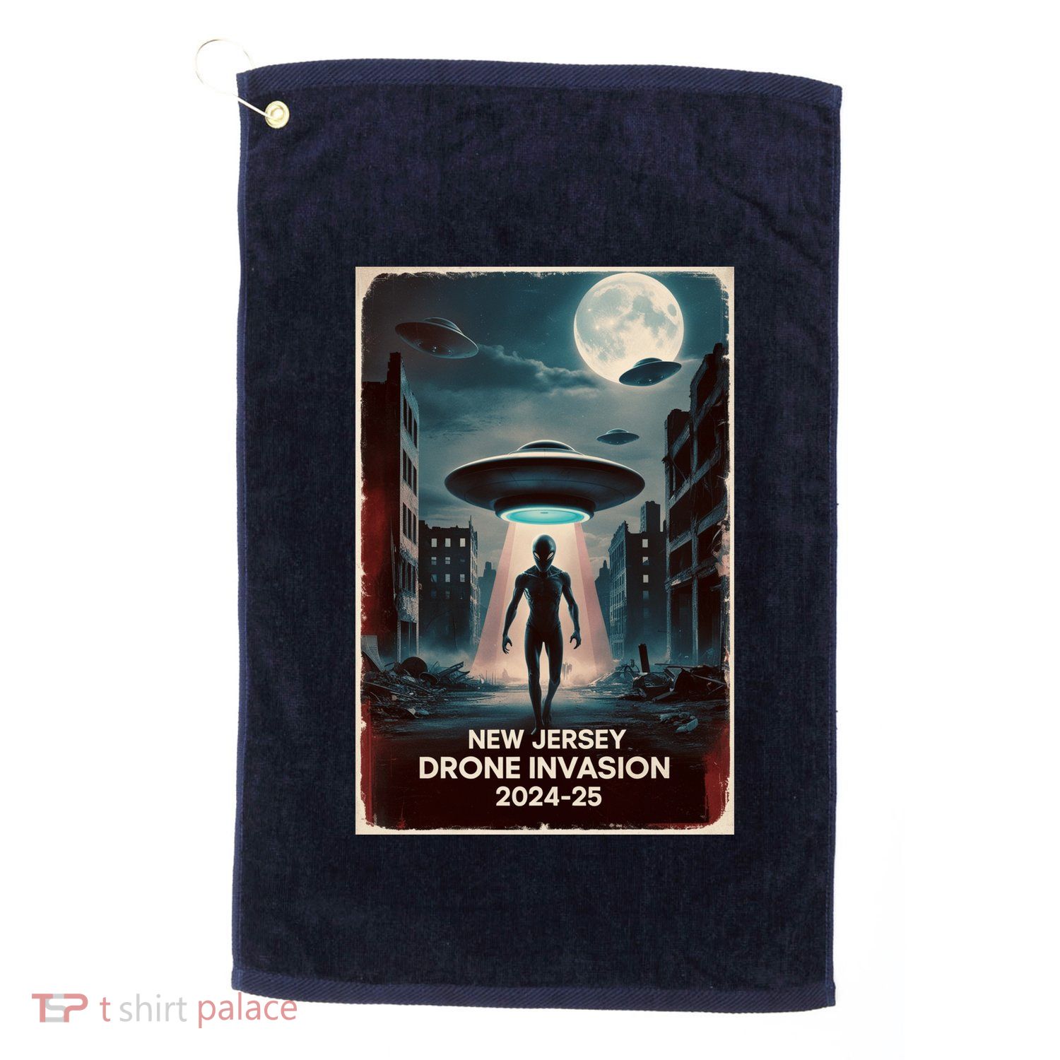 Drones New Jersey Ufo Uap Alien Invasion Golf Towel