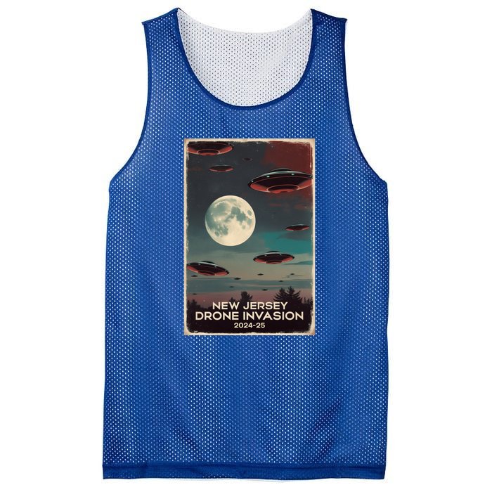 Drones New Jersey Ufo Uap Alien Invasion Mesh Reversible Basketball Jersey Tank