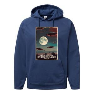 Drones New Jersey Ufo Uap Alien Invasion Performance Fleece Hoodie