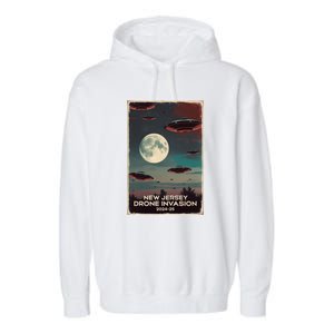 Drones New Jersey Ufo Uap Alien Invasion Garment-Dyed Fleece Hoodie