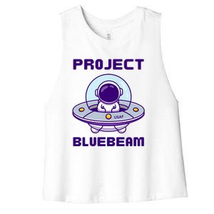 Drones New Jersey Ufo Uap Alien Invasion Project Bluebeam Women's Racerback Cropped Tank