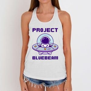 Drones New Jersey Ufo Uap Alien Invasion Project Bluebeam Women's Knotted Racerback Tank