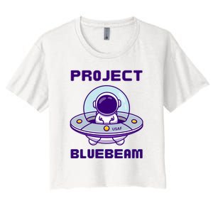 Drones New Jersey Ufo Uap Alien Invasion Project Bluebeam Women's Crop Top Tee