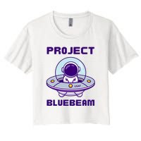 Drones New Jersey Ufo Uap Alien Invasion Project Bluebeam Women's Crop Top Tee