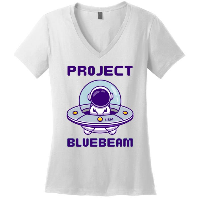 Drones New Jersey Ufo Uap Alien Invasion Project Bluebeam Women's V-Neck T-Shirt