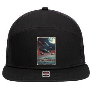 Drones New Jersey Ufo Uap Alien Invasion 7 Panel Mesh Trucker Snapback Hat