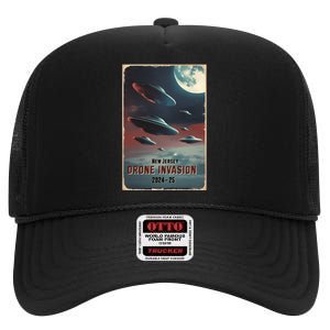 Drones New Jersey Ufo Uap Alien Invasion High Crown Mesh Back Trucker Hat