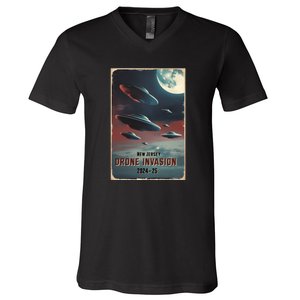 Drones New Jersey Ufo Uap Alien Invasion V-Neck T-Shirt