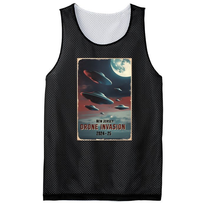 Drones New Jersey Ufo Uap Alien Invasion Mesh Reversible Basketball Jersey Tank