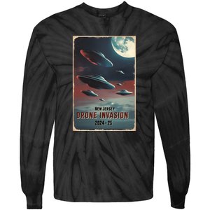 Drones New Jersey Ufo Uap Alien Invasion Tie-Dye Long Sleeve Shirt