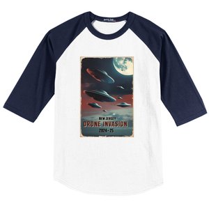 Drones New Jersey Ufo Uap Alien Invasion Baseball Sleeve Shirt