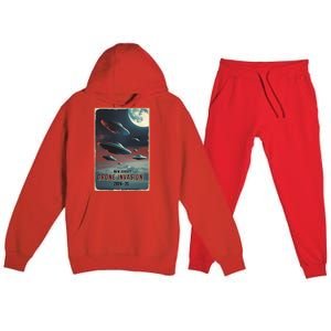 Drones New Jersey Ufo Uap Alien Invasion Premium Hooded Sweatsuit Set