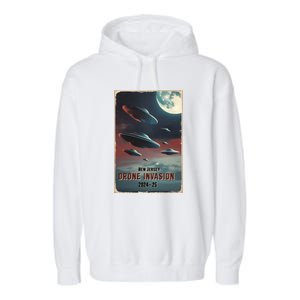 Drones New Jersey Ufo Uap Alien Invasion Garment-Dyed Fleece Hoodie