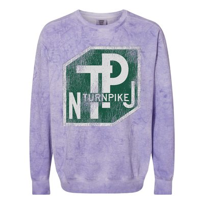 Distressed New Jersey Turnpike State Road Sign Colorblast Crewneck Sweatshirt