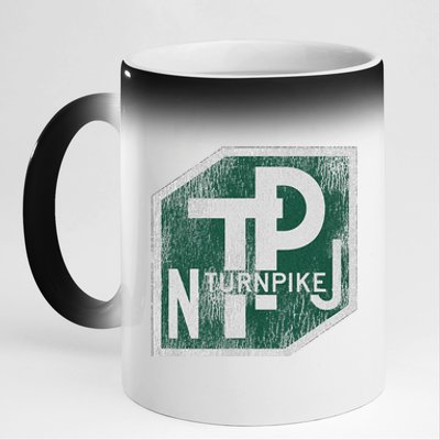 Distressed New Jersey Turnpike State Road Sign 11oz Black Color Changing Mug