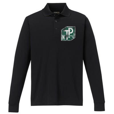 Distressed New Jersey Turnpike State Road Sign Performance Long Sleeve Polo