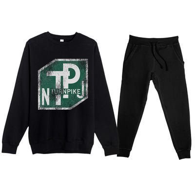 Distressed New Jersey Turnpike State Road Sign Premium Crewneck Sweatsuit Set