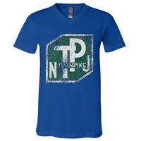 Distressed New Jersey Turnpike State Road Sign V-Neck T-Shirt