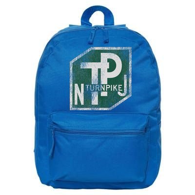 Distressed New Jersey Turnpike State Road Sign 16 in Basic Backpack