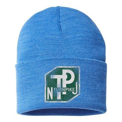 Distressed New Jersey Turnpike State Road Sign Sustainable Knit Beanie