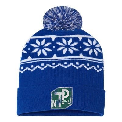 Distressed New Jersey Turnpike State Road Sign USA-Made Snowflake Beanie