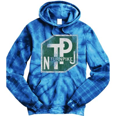 Distressed New Jersey Turnpike State Road Sign Tie Dye Hoodie