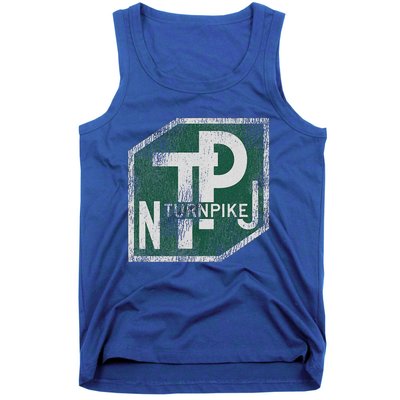 Distressed New Jersey Turnpike State Road Sign Tank Top