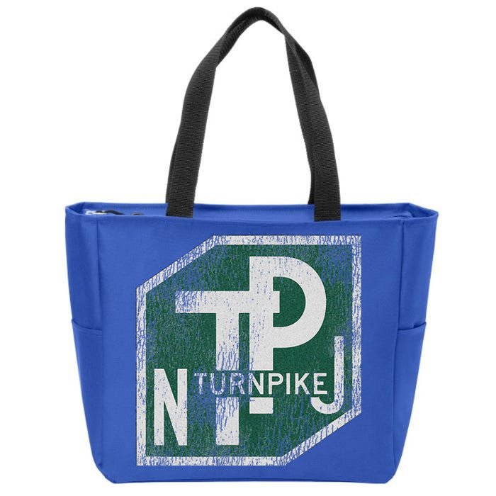 Distressed New Jersey Turnpike State Road Sign Zip Tote Bag