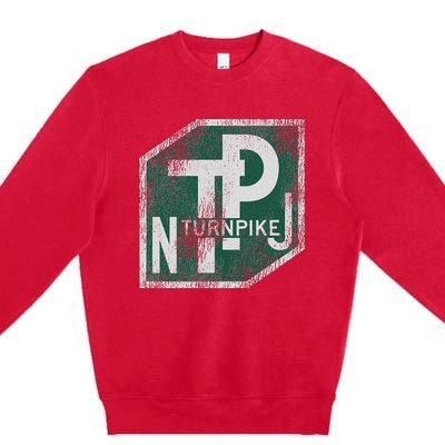 Distressed New Jersey Turnpike State Road Sign Premium Crewneck Sweatshirt